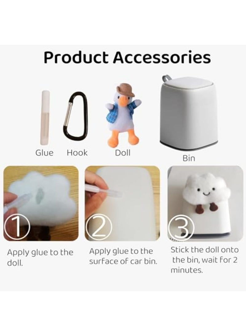 SYOSI Car Can Garbage Bin, Cute Cartoon Style Hanging Car Trash Can with Flip Lid, Detachable Leak-proof ABS Material, Spaceman Duck Smile Cloud Design (Duck) - Image 5