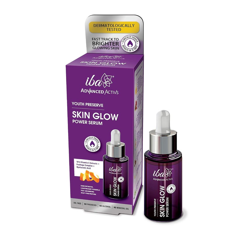 Iba Advanced Activs Youth Preserve Skin Glow Power Serum 30ml with Vitamin C Serum For Glowing Skin 15 Vitamin C Extracts  Fades Dark Spots  For Uneven  Dull Skin  Quick Absorbing - Image 1