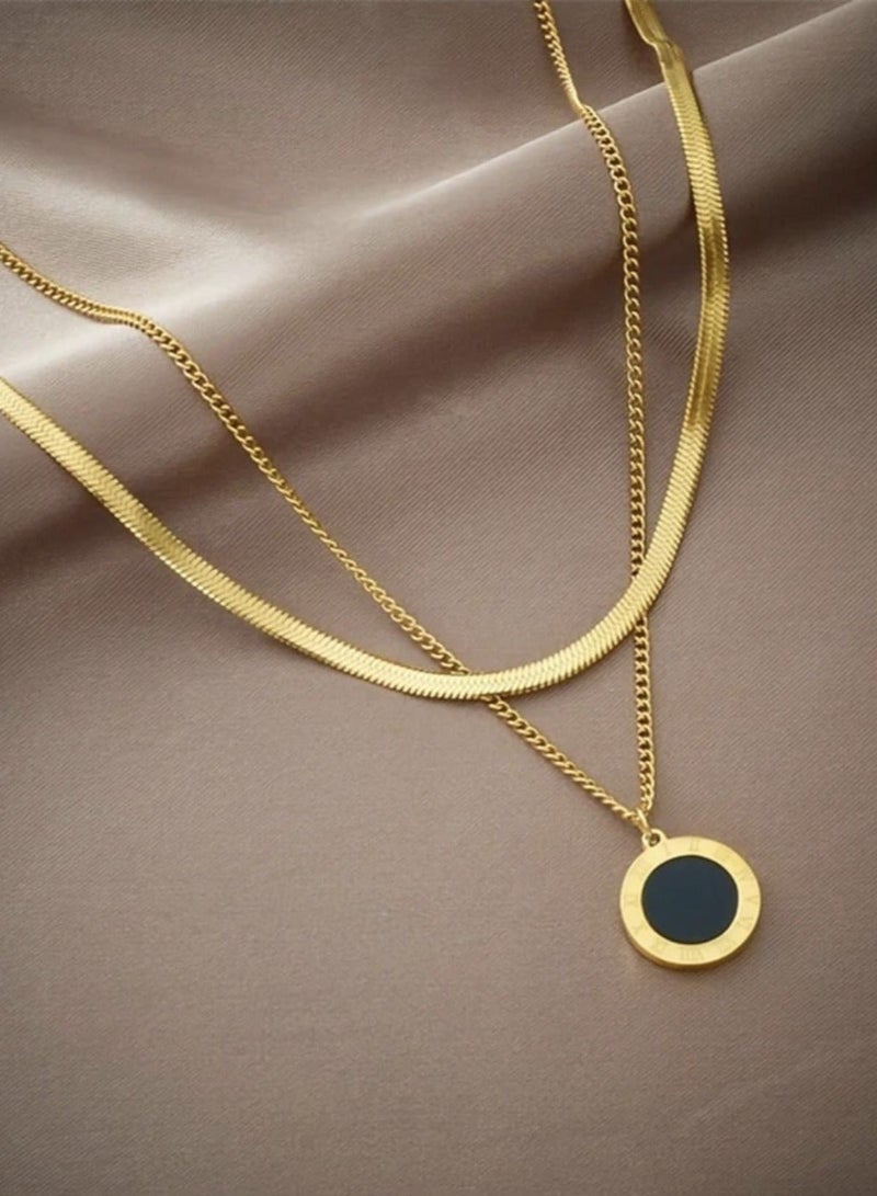 YUCCA Black Coin Necklace Piece and Simple Minimalist Stainless Steel Chain Piece, Can be Worn Separately or Together - Image 3