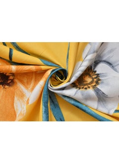 SHOMES SHOMES Pure Soft Cotton Floral Printed Diwan Set Covers 8 Pieces 1 Single Bed Sheet 60 X 90 with 5 Cushion 16 X 16 2 Bolster Covers 16 X 32 Yellow Flower  - Image 4