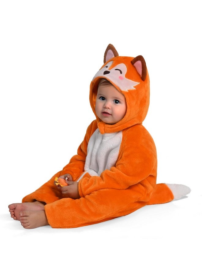 Spooktacular Creations Halloween Baby Fox Pajama, Romper Toddler Animal Costume One-Piece Pajama, Zip-Up Romper Hooded Jumpsuit Halloween Costume - Image 1