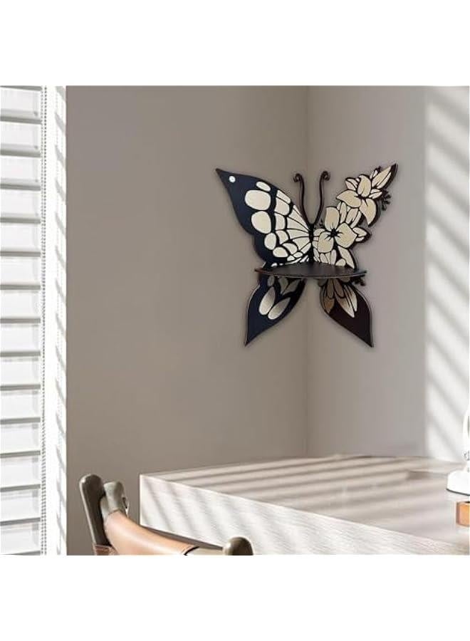 Wall Corner Decor | Aesthetic Corner Wall Organizer | Wing Decoration, Creative Floating Corner Wall Shelf, Wings Corner Shelf, erfly Wings Design Crystal Display Shelf - Image 5