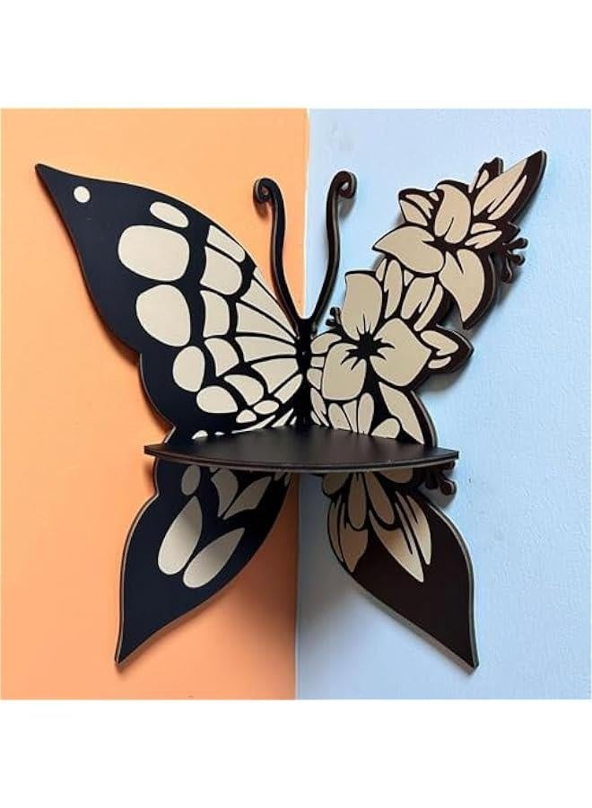 Wall Corner Decor | Aesthetic Corner Wall Organizer | Wing Decoration, Creative Floating Corner Wall Shelf, Wings Corner Shelf, erfly Wings Design Crystal Display Shelf - Image 4