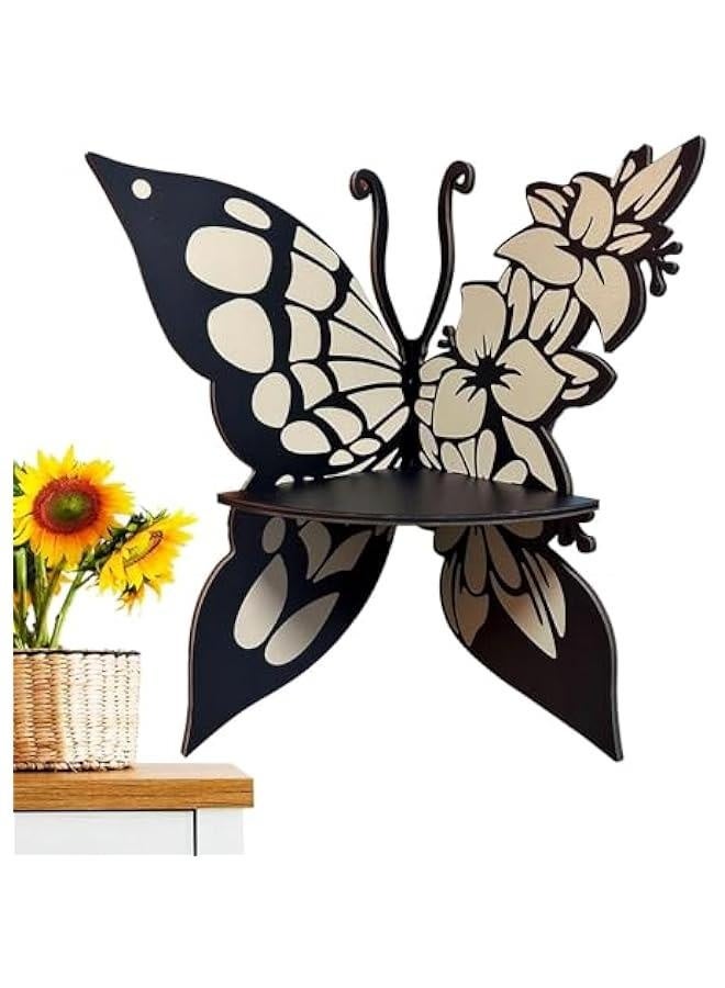 Wall Corner Decor | Aesthetic Corner Wall Organizer | Wing Decoration, Creative Floating Corner Wall Shelf, Wings Corner Shelf, erfly Wings Design Crystal Display Shelf - Image 2