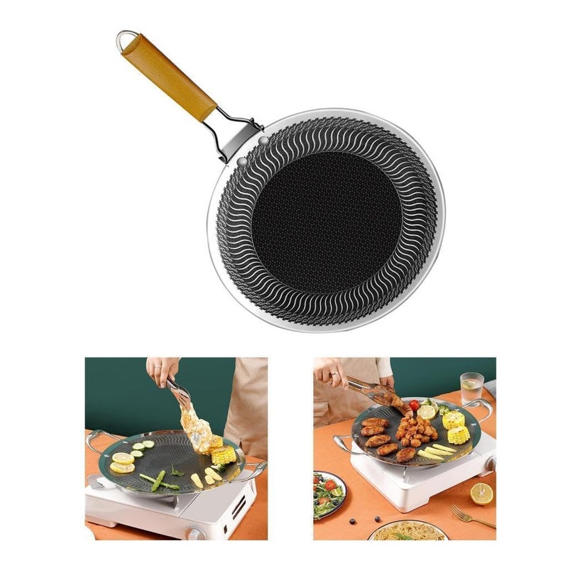 HEVASNEK 34cm Single Handle Grill Pan - Durable and Versatile Cookware for Barbecue, Camping, and Meat Cooking, Perfect for Indoor and Outdoor Grilling (34 CM) - Image 5