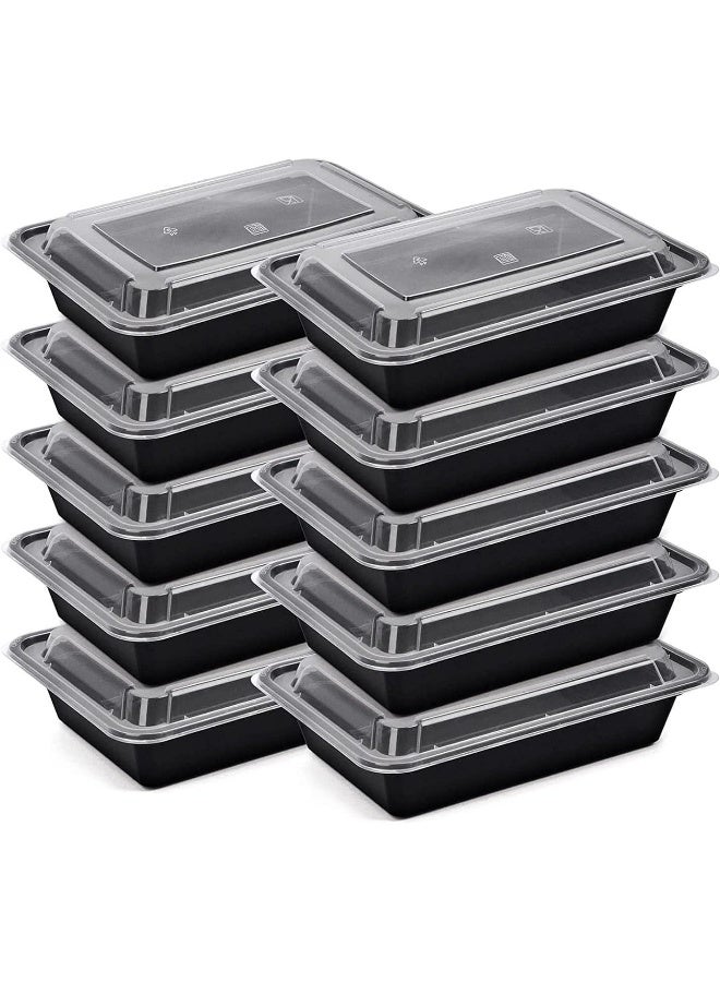 ALSAQER [20 Pack] Compartment Black Base with Lids Food Storage Container(32 oz) RE 32 | Disposable Food Container | Meal Preparation Containers | Lunch Boxes Microwave | Freezer Safe (1 - Compartment) - Image 1
