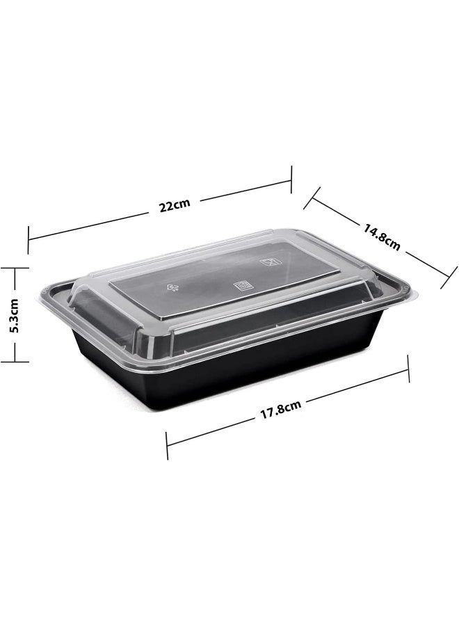 ALSAQER [20 Pack] Compartment Black Base with Lids Food Storage Container(32 oz) RE 32 | Disposable Food Container | Meal Preparation Containers | Lunch Boxes Microwave | Freezer Safe (1 - Compartment) - Image 5