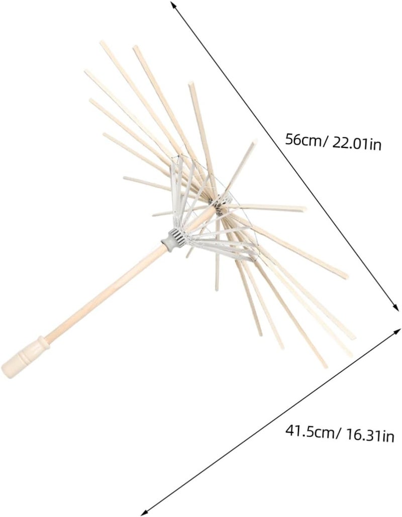 SHOWERORO Handmade Oil Paper Umbrella Stand with Handle, Parasol Frame 22.1x16.9 Inch for Wedding Decor and Photo Prop - Image 2