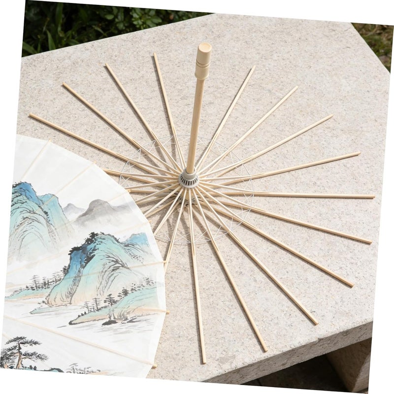 SHOWERORO Handmade Oil Paper Umbrella Stand with Handle, Parasol Frame 22.1x16.9 Inch for Wedding Decor and Photo Prop - Image 5