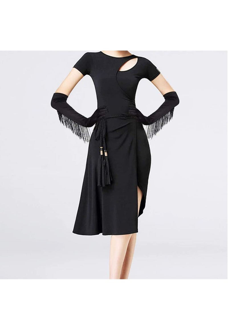 SYOSI Satin Gloves Opera Gloves, Long Evening Gloves Women 20s Vintage Tassel Elbow Glove Decorative Mitten Bridal Gloves for Latin Dance Performance Costume Party Wedding  - Image 3