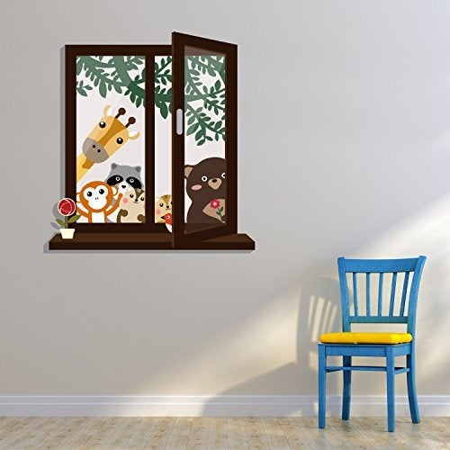 WALPLUS Removable Wall Stickers Window View of Animal Friend  Little Chick Grass Nursery Kids Room 160Cm X 150Cm Multi  Colour - Image 3