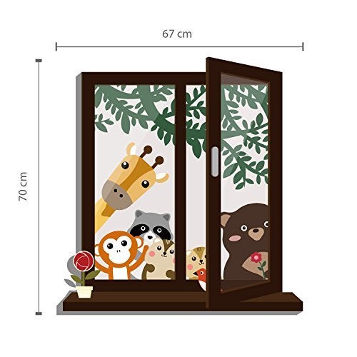 WALPLUS Removable Wall Stickers Window View of Animal Friend  Little Chick Grass Nursery Kids Room 160Cm X 150Cm Multi  Colour - Image 2