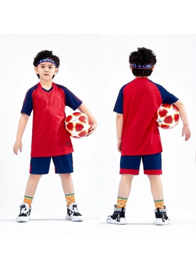 Children's Football Uniform Set, Primary School Students' Football Training Uniform, Summer Sports Team Uniform For Young Children, Short-sleeved Jersey, Quick-drying
