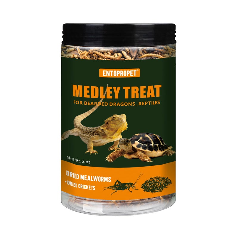 إنتوبروبت ديدان الوجبة المجففة والصراصير المجففة - أعلى في الكالسيوم وأغنى في البروتين - طعام مكافآت مميز للدراغون الملتحي، السلاحف، الطيور والأسماك الاستوائية، 5 أونصات - Image 1