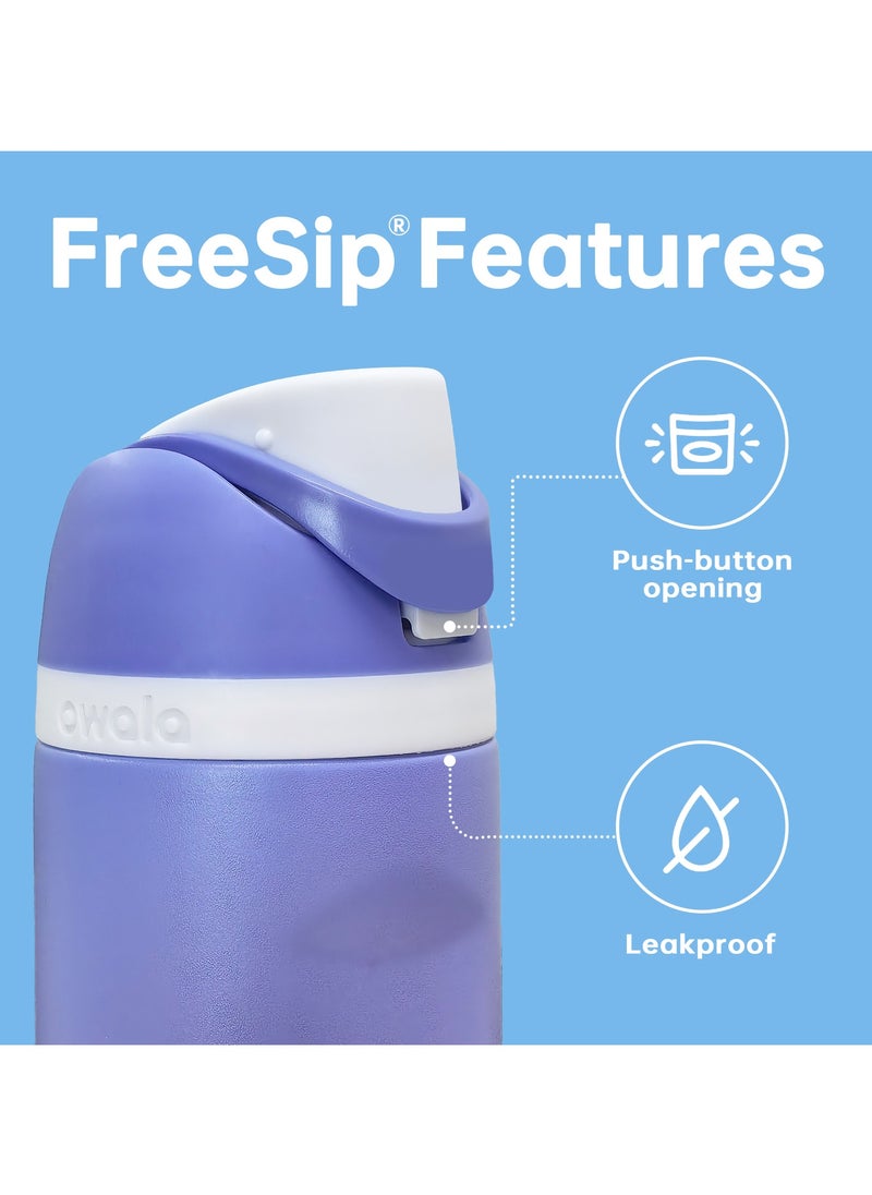 Owala - FreeSip Insulated Stainless Steel Water Bottle with Straw for Sports Travel and School BPA-Free Sports Water Bottle (Purple 24OZ) - Image 1