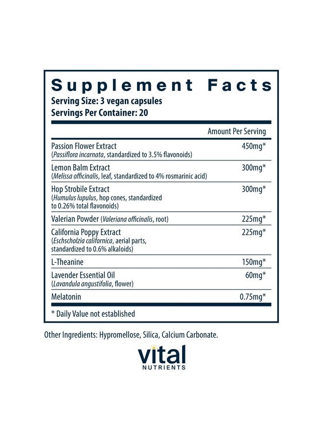 فيتل نيوترينس العناصر الغذائية الحيوية | مكمل غذائي نباتي للنوم | يعزز الاسترخاء والنوم المريح | طبيعي للبالغين | رائحة اللافندر المهدئة | خالٍ من الجلوتين ومنتجات الألبان والصويا | 60 كبسولة - Image 2