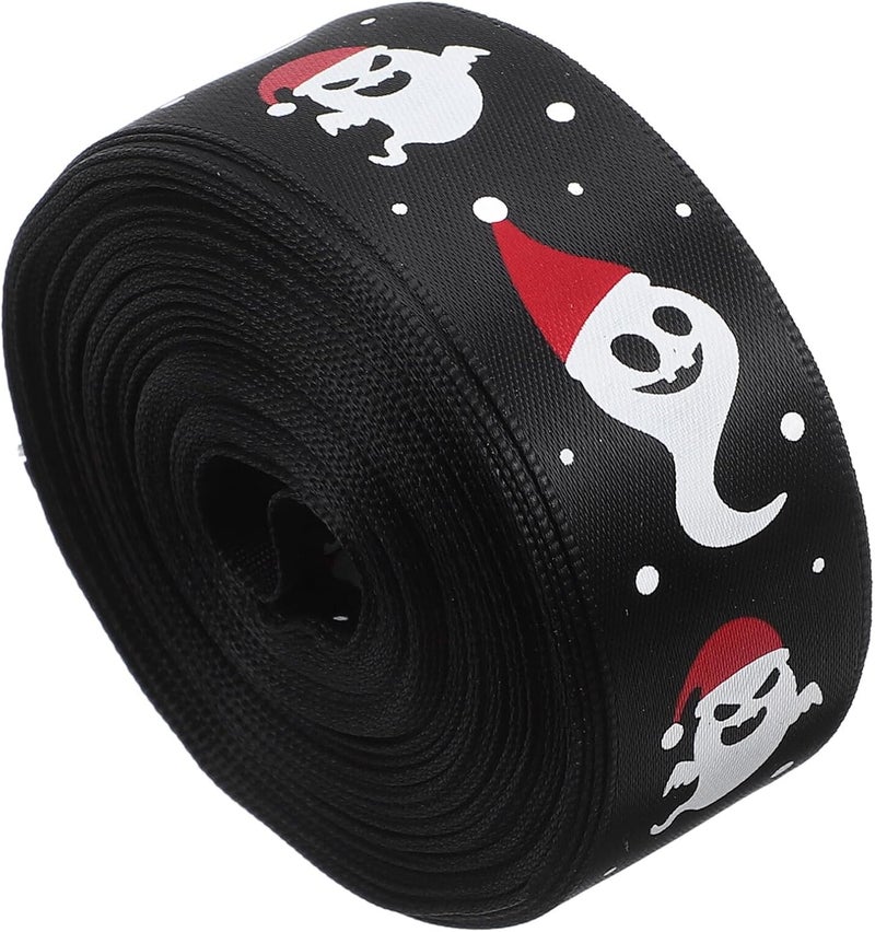Halloween Satin Ribbon Bow Ribbon for Wrapping 2.2cm Wide Polyester Fabric 10 Yards Roll for DIY Crafts and Flower Bouquet Decoration - Image 1