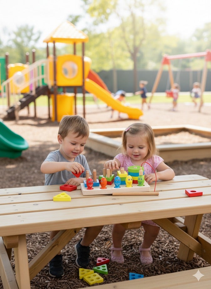 Montessori Wooden Toys for 1 2 3 Year Old Boys Girls Toddlers, Fishing Four Post Shape Sorter, Wooden Sorting & Stacking Toys with Fishing Rod, Educational Learning Puzzles, Color & Shape Recognition, Preschool Brain Development Toy Gift - Image 2