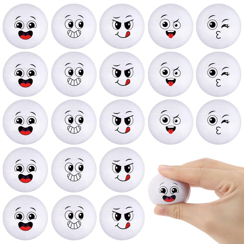 Atiloy 20 Pcs Mini Volleyball Stress Ball Volleyball Party Gift Small Funny Foam Face Squeeze Anxious Toy Sports Squishy Ball for Kids School Carnival Reward Volleyball Party Supply Valentines Day Gifts - Image 3