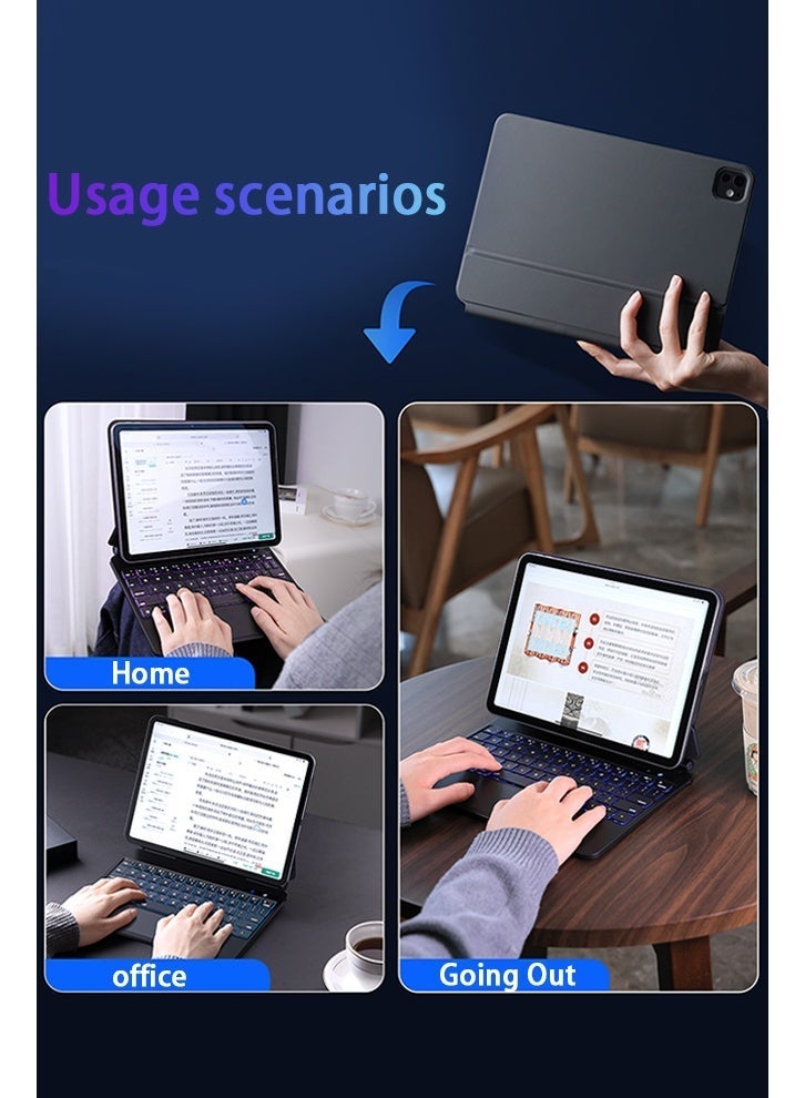 Yaqeen Keyboard for iPad air 13 inch M3 2025 ipad air M2 2024 ipad pro 12.9 inch(3th 4th 5th 6th generation)2018-2022 , Keyboard Case with Mouse Set - Anti-Fall Leather, Shockproof Triangle Bracket, Built-In Pen Slot, Flip-Top Smart Wake-Up. (Black) - Image 5