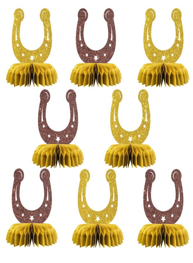 Maicaiffe Horseshoe Table Honeycomb Centerpieces Decorations - Glitter 8 Pcs Western Party Table Toppers Decor - Wedding - Engagement - Horse Racing Birthday Party Decoration Supplies - Image 1