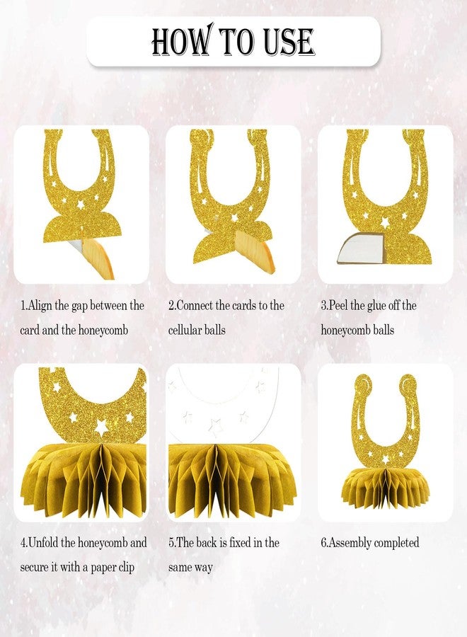 Maicaiffe Horseshoe Table Honeycomb Centerpieces Decorations - Glitter 8 Pcs Western Party Table Toppers Decor - Wedding - Engagement - Horse Racing Birthday Party Decoration Supplies - Image 4