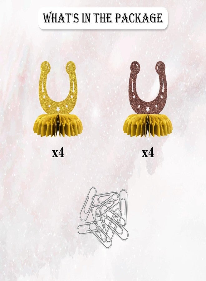 Maicaiffe Horseshoe Table Honeycomb Centerpieces Decorations - Glitter 8 Pcs Western Party Table Toppers Decor - Wedding - Engagement - Horse Racing Birthday Party Decoration Supplies - Image 3
