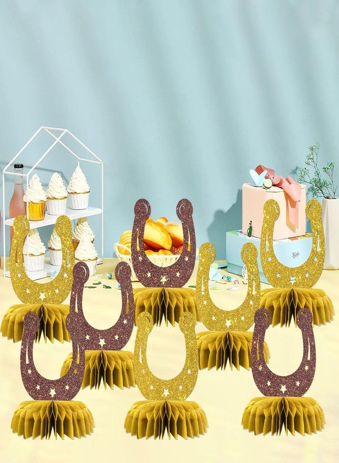 Maicaiffe Horseshoe Table Honeycomb Centerpieces Decorations - Glitter 8 Pcs Western Party Table Toppers Decor - Wedding - Engagement - Horse Racing Birthday Party Decoration Supplies - Image 5