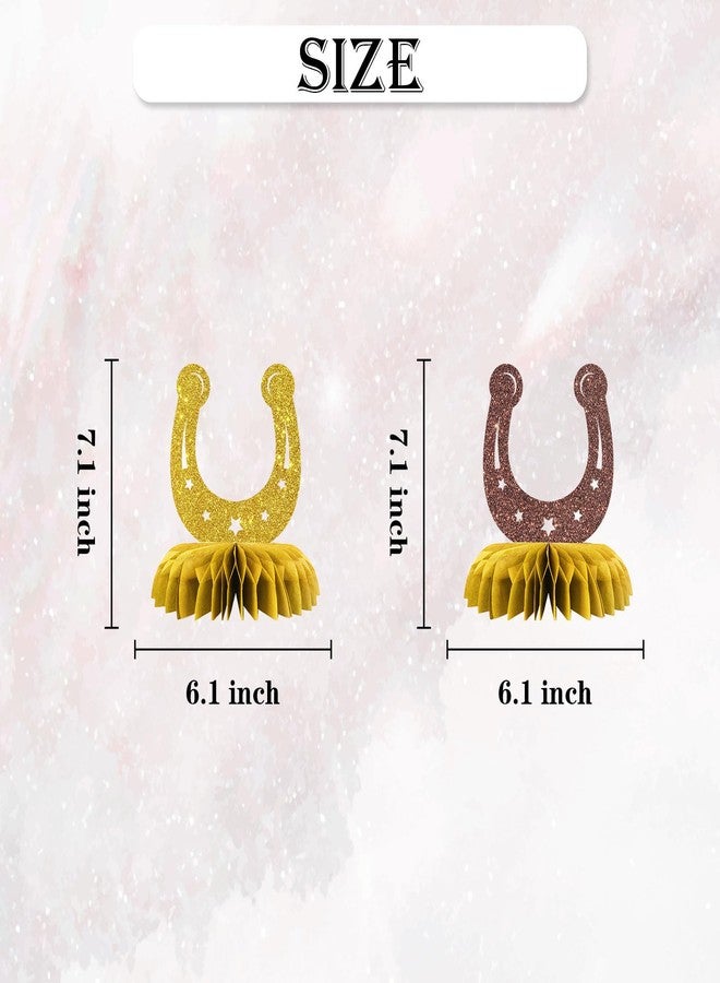 Maicaiffe Horseshoe Table Honeycomb Centerpieces Decorations - Glitter 8 Pcs Western Party Table Toppers Decor - Wedding - Engagement - Horse Racing Birthday Party Decoration Supplies - Image 2