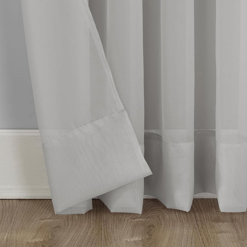 نو. 918 رقم 918 53566 لوحة ستارة من الشيفون الشفاف إميلي مع جيب قضيب، مقاس 59 × 95 بوصة، رمادي فضي - Image 4