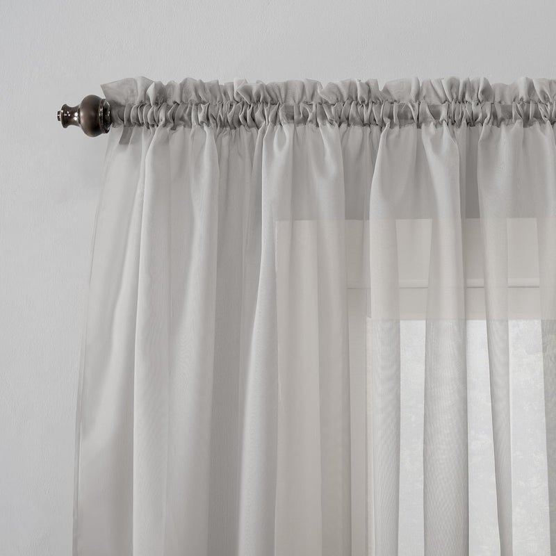 نو. 918 رقم 918 53566 لوحة ستارة من الشيفون الشفاف إميلي مع جيب قضيب، مقاس 59 × 95 بوصة، رمادي فضي - Image 2