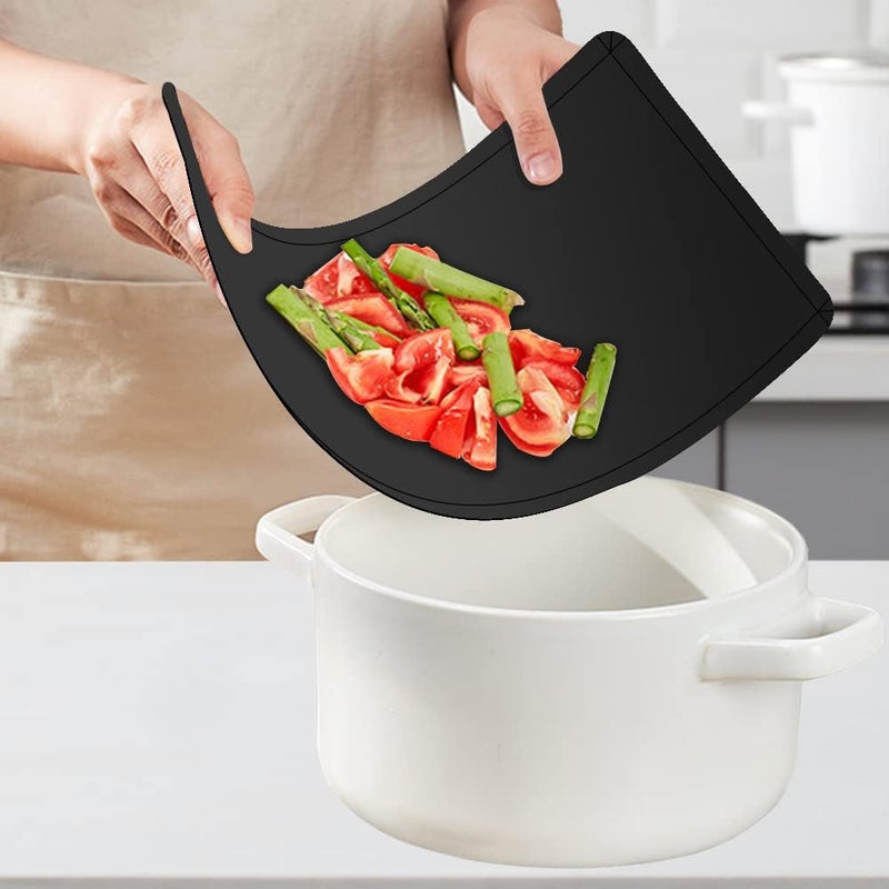 WK Flexible Plastic Cutting Boards Mats with Lip, Foldable Cutting Board for Kitchen Set of 3, Black Cutting Boards for Meat, Nonslip Cutting Mats Sheets, BPA Free, Dishwasher Safe - Image 5