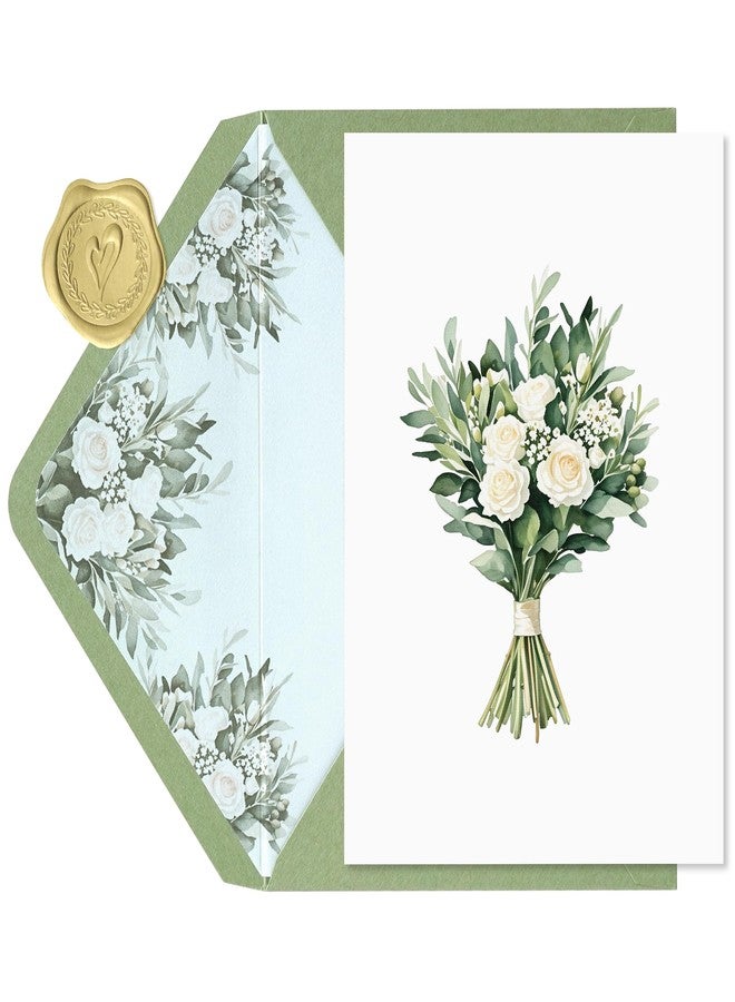 SEEBERY Wedding Card for Bride and Groom-Elegant Bridal Shower & Engagement Card, Congratulations Greeting Card for Bride to Be, Wedding Gifts for Couples (Bridal Bouquet) - Image 1