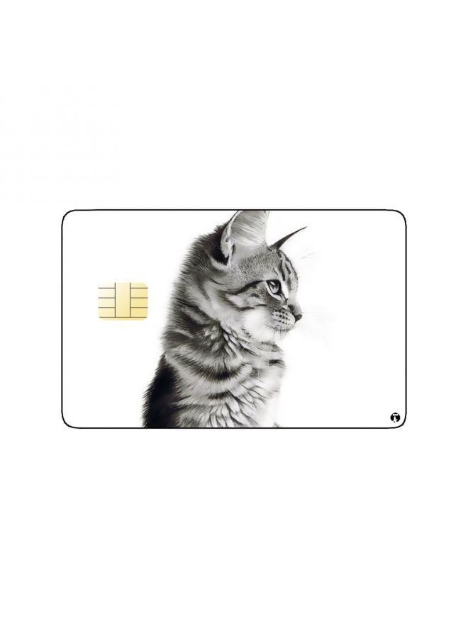 RKN PRINTED BANK CARD STICKER Aesthetic Grey Cat Drawing - Image 2