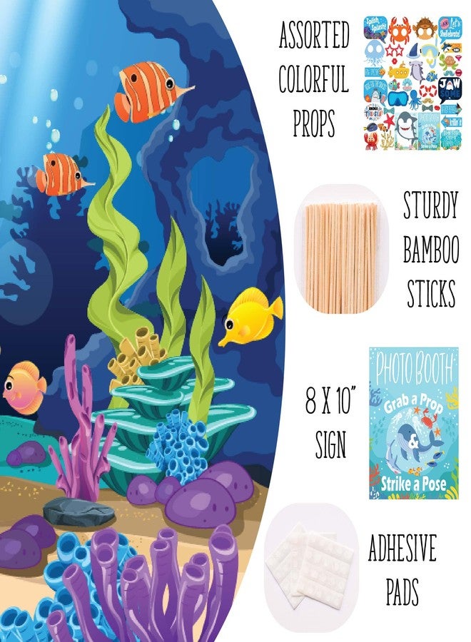 Outside The Booth Under The Sea Photo Booth Props - 41-pc Photobooth Kit with 8 x 10-Inch Sign, 60 Adhesive Pads, 45 Sticks - Under The Sea Decorations - Under The Sea Party Decorations - Image 2