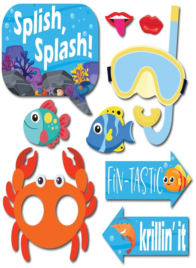 Outside The Booth Under The Sea Photo Booth Props - 41-pc Photobooth Kit with 8 x 10-Inch Sign, 60 Adhesive Pads, 45 Sticks - Under The Sea Decorations - Under The Sea Party Decorations - Image 4