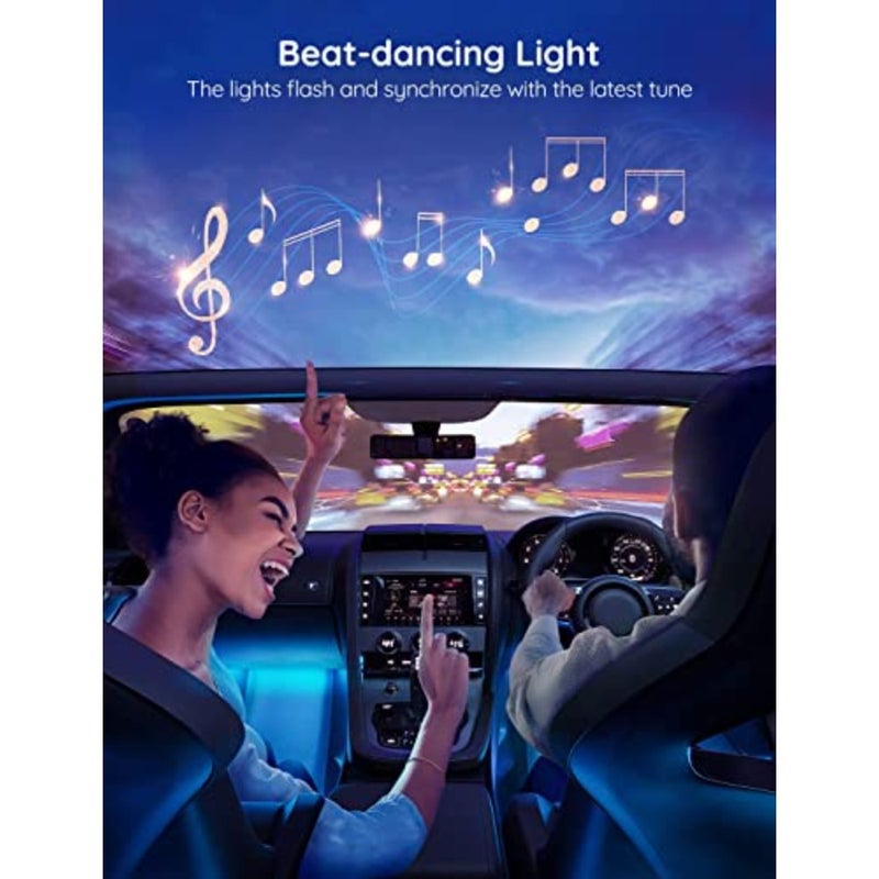 Car LED Lights, Smart Car Interior Lights with App Control, RGB Lights with DIY Mode and Music Mode, 2 Lines Design LED Lights for Cars with Car Charger, 12V - Image 3