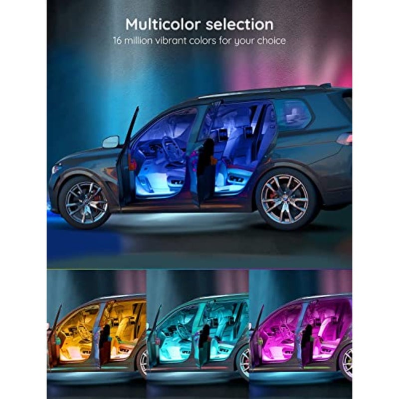 Car LED Lights, Smart Car Interior Lights with App Control, RGB Lights with DIY Mode and Music Mode, 2 Lines Design LED Lights for Cars with Car Charger, 12V - Image 2