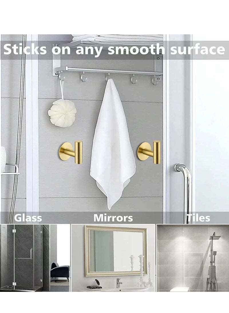 Zence Design - (2 Pack) Gold Adhesive Wall Hooks, Heavy Duty Adhesive Towel Hooks for Bathroom, Kitchen, and Door in Gold - Image 1