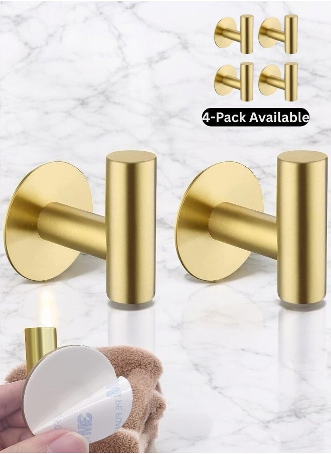 Zence Design Gold Adhesive Wall Hooks, Heavy Duty Adhesive Towel Hooks for Bathroom, Kitchen, and Door in Gold  - Image 1