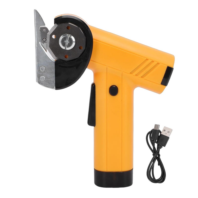 Cordless Electric Scissors Rechargeable Cardboard Box Cutter 420 RPM Cutting Shear with Safety Blades LED Light For Fabrics Carpets Leather Clothes Carton Yellow - Image 2