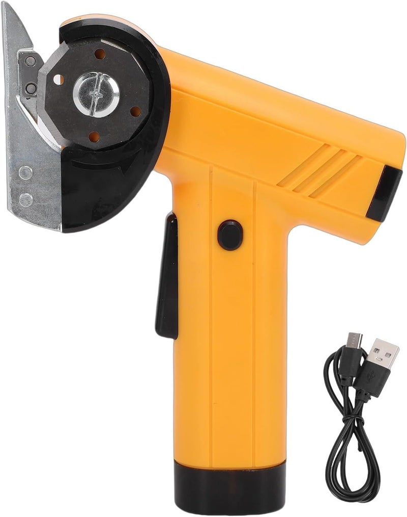 Cordless Electric Scissors Rechargeable Cardboard Box Cutter 420 RPM Cutting Shear with Safety Blades LED Light For Fabrics Carpets Leather Clothes Carton Yellow - Image 1