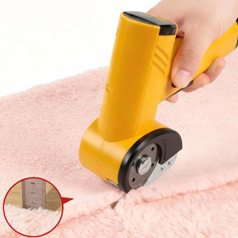Cordless Electric Scissors Rechargeable Cardboard Box Cutter 420 RPM Cutting Shear with Safety Blades LED Light For Fabrics Carpets Leather Clothes Carton Yellow - Image 3
