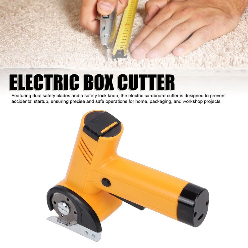Cordless Electric Scissors Rechargeable Cardboard Box Cutter 420 RPM Cutting Shear with Safety Blades LED Light For Fabrics Carpets Leather Clothes Carton Yellow - Image 4