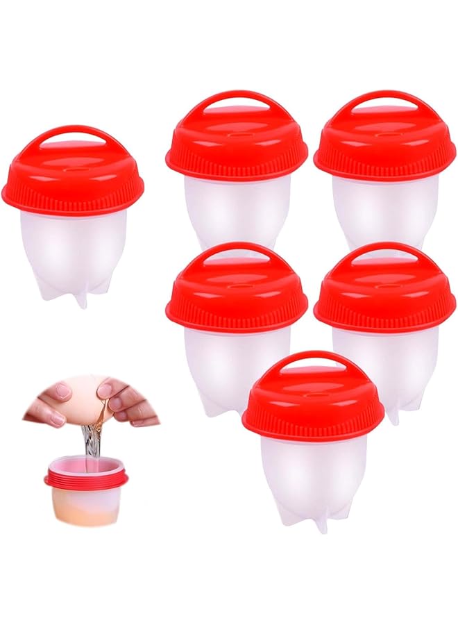 إيروريكس 6 قطع من أواني طهي البيض المصنوعة من السيليكون غير اللاصقة بدون قشرة، أكواب سلق البيض سريعة الطهي لتناول الإفطار - Image 1