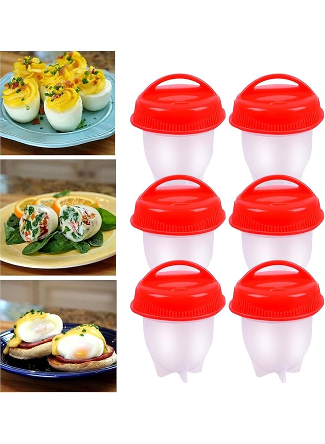 إيروريكس 6 قطع من أواني طهي البيض المصنوعة من السيليكون غير اللاصقة بدون قشرة، أكواب سلق البيض سريعة الطهي لتناول الإفطار - Image 2