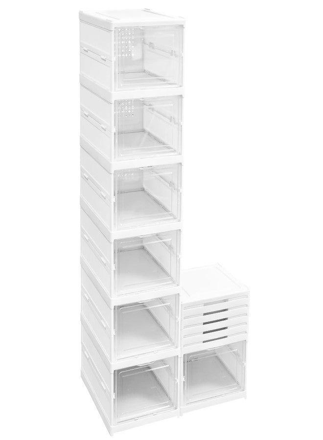 Socpuro Foldable Shoe Storage Box, No Assembly 6 Tiers Shoe Organizer with Clear Door, Stackable Shoe Sneaker Standing Rack for Entryway Living Room Bedroom - Image 1