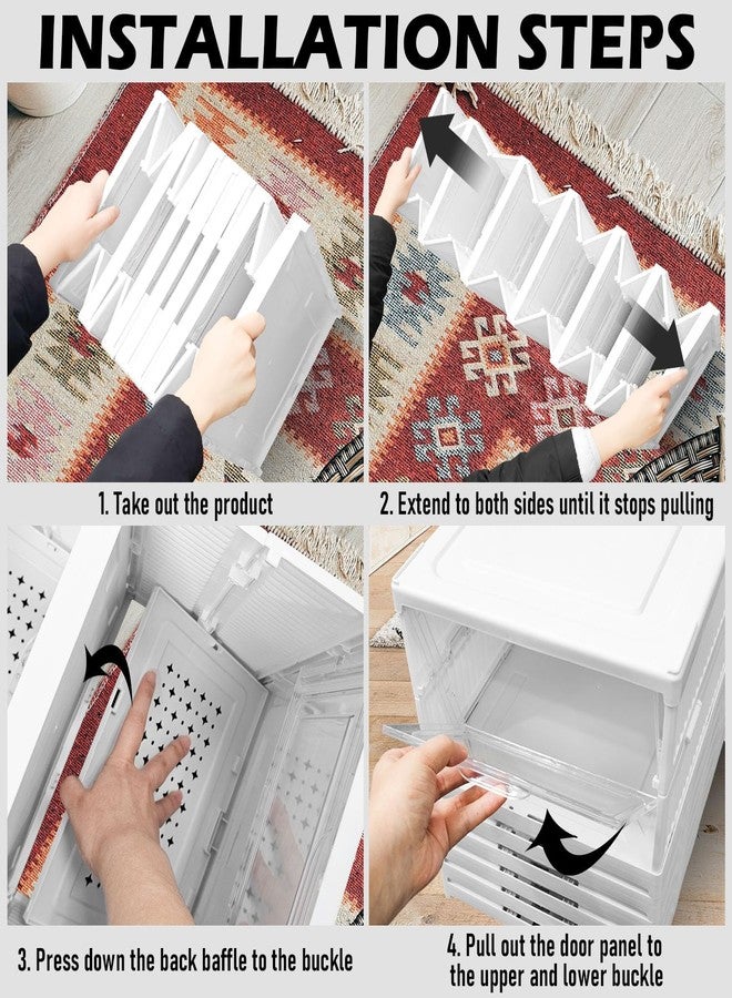 Socpuro Foldable Shoe Storage Box, No Assembly 6 Tiers Shoe Organizer with Clear Door, Stackable Shoe Sneaker Standing Rack for Entryway Living Room Bedroom - Image 5