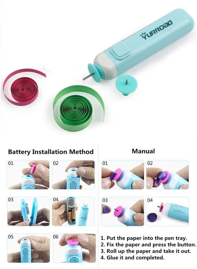 YURROAD Quilling Kit with 1860 Paper Strips 39cm/54cm and Quilling Tools Like Quilling Pen Slotted Tool Paper Rolling Electric Pen Template Board Quilling DIY Tool Grid Guide Paper Design Drawings Scissors - Image 5