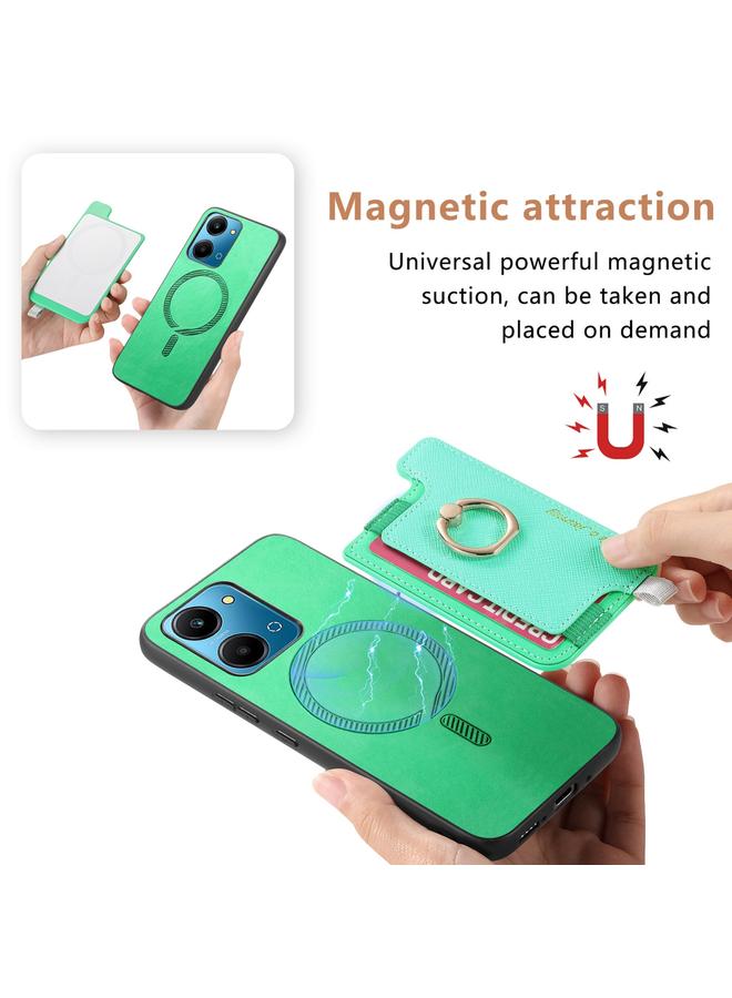 اس-توب جراب هاتف Honor 90 GT 5G Retro Magsafe Cross من الجلد مع حامل حلقة وحقيبة بطاقات - Image 3